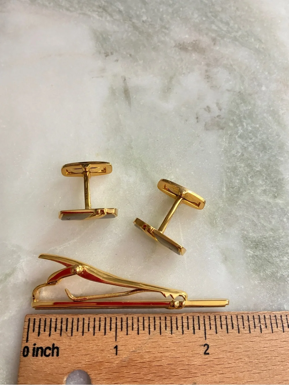 YSL Vintage Cuff Links & Tie Clip Set